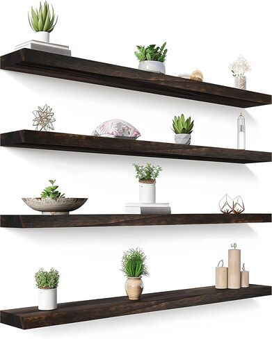 48 Inch Floating Shelves for Wall Rustic Light Wood Wall Shelves for Bedroom Set of 4 in Saudi Arabia