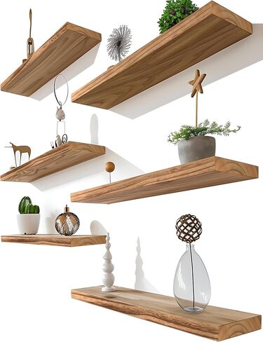 48 Inch Floating Shelves for Wall Rustic Light Wood Wall Shelves for Bedroom Set of 4 in Saudi Arabia