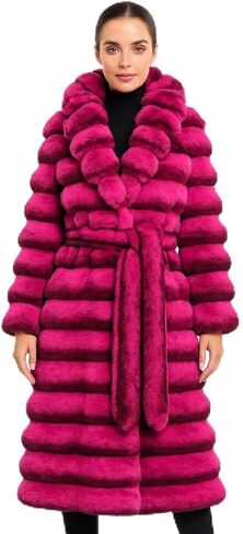 DLNYC - سترة طويلة فاخرة من الفرو الصناعي شينشيلا للنساء - نمط منتفخ طويل، ملابس خارجية مصممة in Kuwait