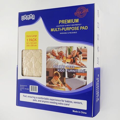 Extra Large 82" x 102"– Heavy Absorbent, Leakproof Under Pads - Washable & Reusable, Anti-Slip, Ultra-Soft - Waterproof Protection for Beds, Furniture, Pets, Kids, Seniors & More in Saudi Arabia