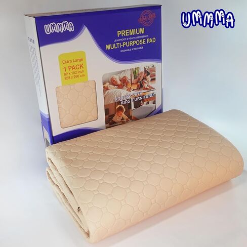 Extra Large 82" x 102"– Heavy Absorbent, Leakproof Under Pads - Washable & Reusable, Anti-Slip, Ultra-Soft - Waterproof Protection for Beds, Furniture, Pets, Kids, Seniors & More in Saudi Arabia