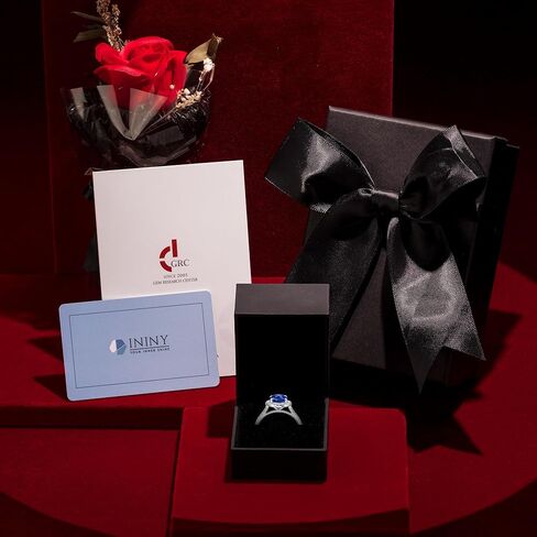 Certified 4ct Lab Grown Royal Blue Sapphire Rings for Women, Princess Diana Inspired Engagement ring, Anniversary, September Birthstone Eco-Friendly Fine Jewelry Gifts, with Certification & Gift Box in Saudi Arabia
