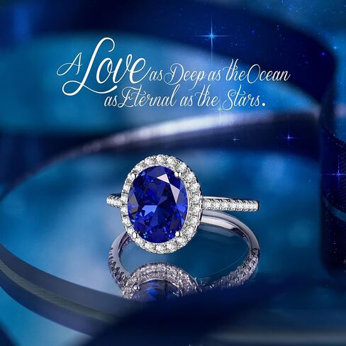 Certified 4ct Lab Grown Royal Blue Sapphire Rings for Women, Princess Diana Inspired Engagement ring, Anniversary, September Birthstone Eco-Friendly Fine Jewelry Gifts, with Certification & Gift Box in Saudi Arabia
