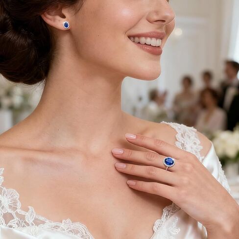 Certified 4ct Lab Grown Royal Blue Sapphire Rings for Women, Princess Diana Inspired Engagement ring, Anniversary, September Birthstone Eco-Friendly Fine Jewelry Gifts, with Certification & Gift Box in Saudi Arabia