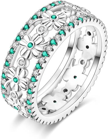 925 Sterling Silver Women Rings Colorful Cubic Zirconia Ring Statement Rings for Women Stackable Vintage Rings Size 6-9 in Saudi Arabia