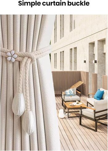 2PCS Cartoon Flower Curtain Tiebacks for Father's Day, No-Drill Curtain Holdbacks for Stylish Home Decor, White in Saudi Arabia