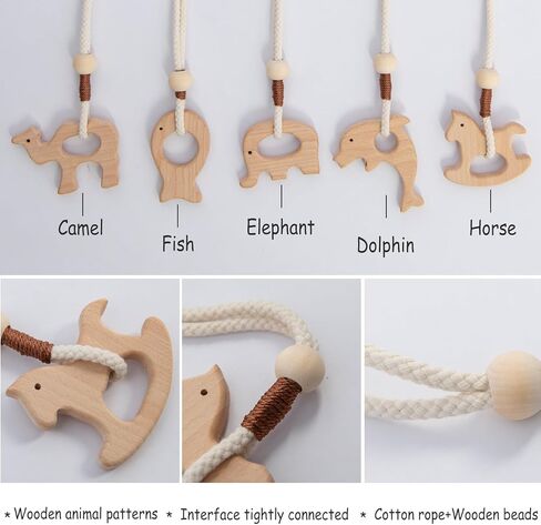 Wooden Animal Curtain Tie Backs- Cotton Rope Tiebacks Window Treatment Holdbacks with Natural Wood Beads for Home Outdoor Room Decor (2Pack, Elephant) in Kuwait