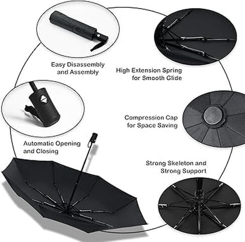 Creative Automatic UV Protection Black Umbrella, Foldable All-Weather Umbrella with Black Coating for Both Sunny and Rainy Days. in Saudi Arabia