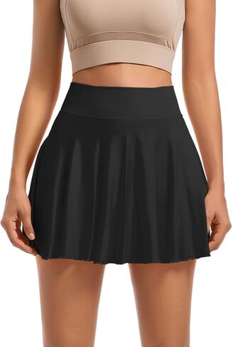Women’s Athletic Skort with Pockets High Waist Flowy Tennis Golf Skirt with Inner Shorts for Running Training and Yoga in Saudi Arabia