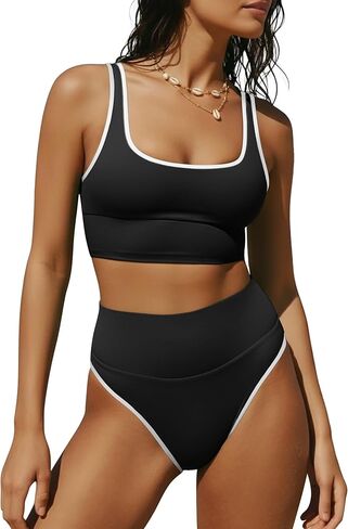 ANRABESS Women's High Waisted Bikini Sets Two Piece Tummy Control Swimsuits High Cut Summer Beach Vacation Bathing Suits in Saudi Arabia