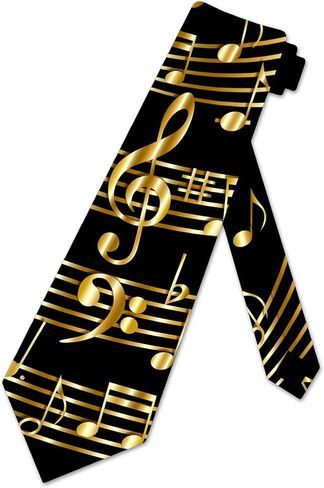 ربطة عنق موسيقية ذهبية للرجال من Music Notes ربطة عنق موسيقية للرجال ربطات عنق ثلاثية المفتاح in Kuwait