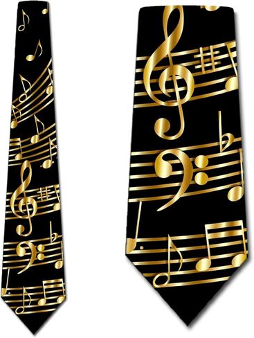 ربطة عنق موسيقية ذهبية للرجال من Music Notes ربطة عنق موسيقية للرجال ربطات عنق ثلاثية المفتاح in Kuwait