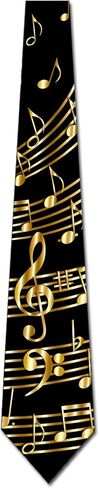 ربطة عنق موسيقية ذهبية للرجال من Music Notes ربطة عنق موسيقية للرجال ربطات عنق ثلاثية المفتاح in Kuwait