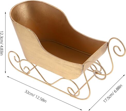 Angoily Golden Sled Car Decoration for Christmas Tree Iron Sleigh Ornament for Holiday Parties and Festive Decor 12.59 x 6.88 x 4.84 Inch in Saudi Arabia
