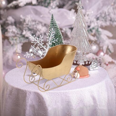 Angoily Golden Sled Car Decoration for Christmas Tree Iron Sleigh Ornament for Holiday Parties and Festive Decor 12.59 x 6.88 x 4.84 Inch in Saudi Arabia
