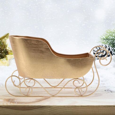 Angoily Golden Sled Car Decoration for Christmas Tree Iron Sleigh Ornament for Holiday Parties and Festive Decor 12.59 x 6.88 x 4.84 Inch in Saudi Arabia