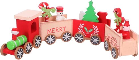 DECHOUS Wooden Christmas Train Painted Mini Train Decor Set Holiday Table Decorations for Home Christmas Party, 9.6x2.4x1.2 Inch in Saudi Arabia