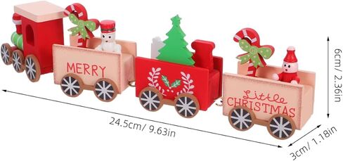 DECHOUS Wooden Christmas Train Painted Mini Train Decor Set Holiday Table Decorations for Home Christmas Party, 9.6x2.4x1.2 Inch in Saudi Arabia