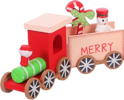 DECHOUS Wooden Christmas Train Painted Mini Train Decor Set Holiday Table Decorations for Home Christmas Party, 9.6x2.4x1.2 Inch in Saudi Arabia