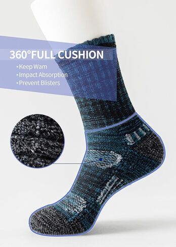 Men's Wool Crew Work Socks, 5 Pairs, Moisture Wicking Cushioned Boot Socks for Hiking, Running and Sports in Saudi Arabia
