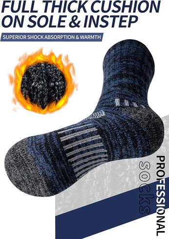 Men's Wool Crew Work Socks, 5 Pairs, Moisture Wicking Cushioned Boot Socks for Hiking, Running and Sports in Saudi Arabia