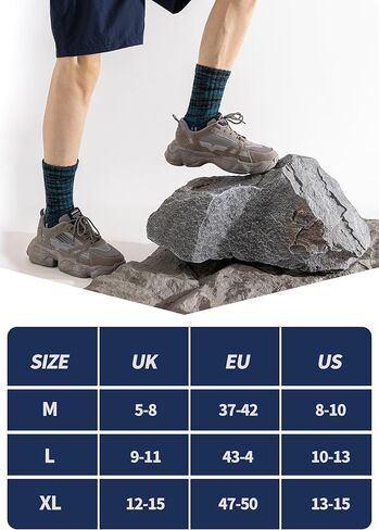 Men's Wool Crew Work Socks, 5 Pairs, Moisture Wicking Cushioned Boot Socks for Hiking, Running and Sports in Saudi Arabia
