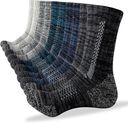 Men's Wool Crew Work Socks, 5 Pairs, Moisture Wicking Cushioned Boot Socks for Hiking, Running and Sports in Saudi Arabia