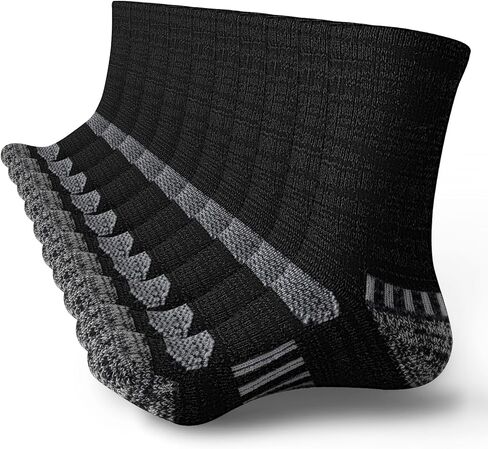 Men's Wool Crew Work Socks, 5 Pairs, Moisture Wicking Cushioned Boot Socks for Hiking, Running and Sports in Saudi Arabia
