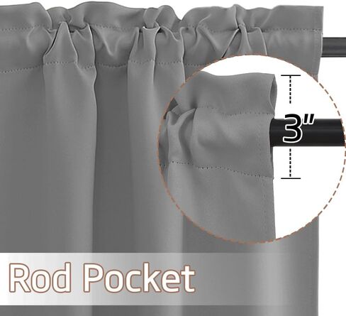 Kitchen Curtains for Small Window, Blackout Thermal Insulated Short Curtain Valances for Closet Cabinet, Rod Pocket Window Covering for Bathroom, 29" W x 36" L, Silver Grey, 2 Panels in Saudi Arabia