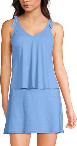 LANDS 'LAND' Women D-Cup Chlorine Resistant V-teac tie-jack tie-flutter tankini swimsuit top in Kuwait