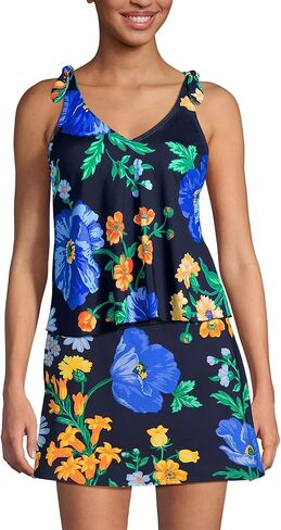 LANDS 'LAND' Women D-Cup Chlorine Resistant V-teac tie-jack tie-flutter tankini swimsuit top in Kuwait