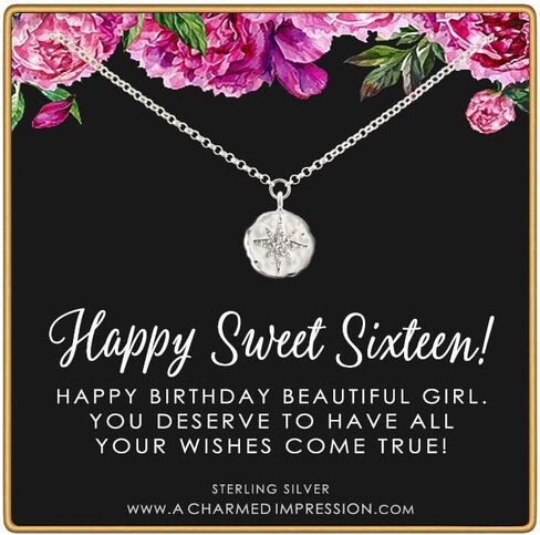 A Charmed Impression Sterling Silver CZ Starburst Necklace - 13th Birthday Gift for Girls in Saudi Arabia