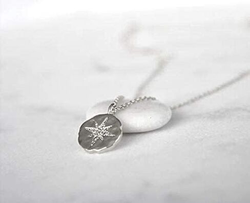 A Charmed Impression Sterling Silver CZ Starburst Necklace - 13th Birthday Gift for Girls in Saudi Arabia