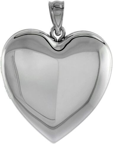 1 inch Sterling Silver Plain Heart Locket Necklace for Women 16-20 inch in Saudi Arabia