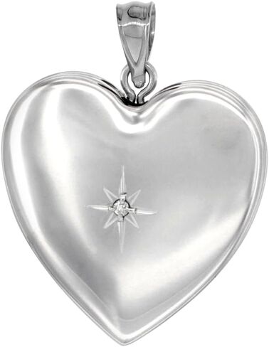1 inch Sterling Silver Diamond Heart Locket Necklace for Women 4 Picture 16-20 inch in Saudi Arabia