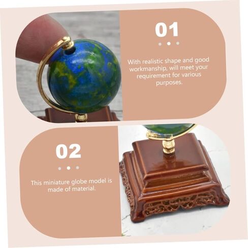 Mini Metal Globe Ornament, 1:12 Scale Mini World Globe for Dollhouse Decoration and Research, Ideal for Miniature Home Decor and Photography Props in Saudi Arabia