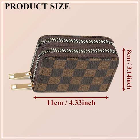 PU Leather Accordion Card Wallet, Double-Layer Zippered Card Holder for Women Men Multi-Slot Large Capacity Card Organizer Compact Travel Wallet with Coin Purse ID Window (Brown2) in Saudi Arabia