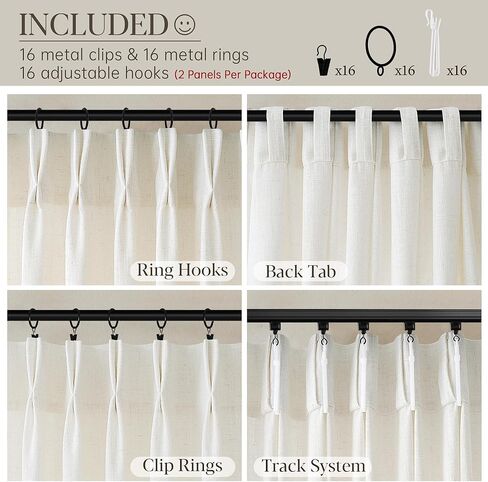 Black Curtain Rings with Clips Hooks, Set of 16 Iron Metal Rings with Clips, Adjustable Plastic Hooks for Drapery Hardware 16 Set in Saudi Arabia