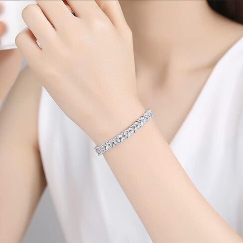 14K Gold Crystal Tennis Bracelet for Women,Dainty Leaf Style Bezel Setting Natural Crystal Charm Bracelet,Fashion Jewelry Gift for Her in Kuwait