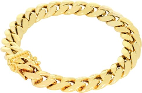 Nuragold 10k الذهب الأصفر الحقيقي ميامي الكوبي خفيف الوزن وصلة 9.3 ملم سلسلة سوار (7 "-9") مجوهرات إيطالية للرجال in Saudi Arabia