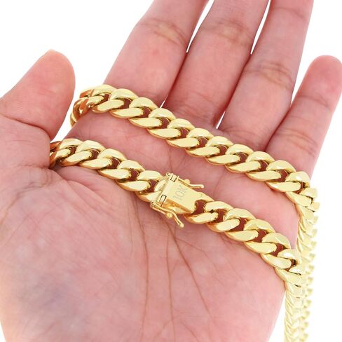 Nuragold 10k الذهب الأصفر الحقيقي ميامي الكوبي خفيف الوزن وصلة 9.3 ملم سلسلة سوار (7 "-9") مجوهرات إيطالية للرجال in Saudi Arabia