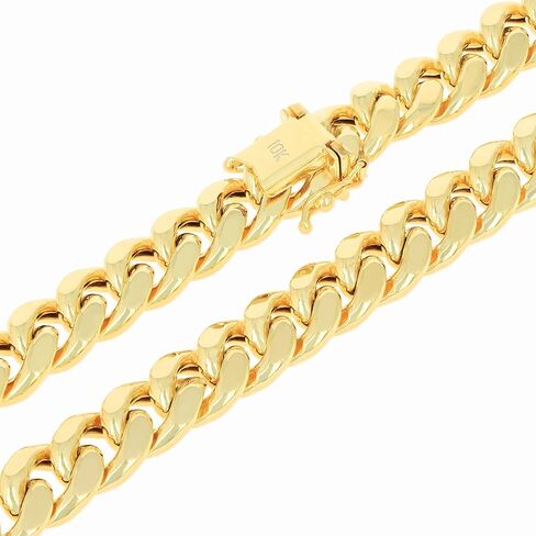 Nuragold 10k الذهب الأصفر الحقيقي ميامي الكوبي خفيف الوزن وصلة 9.3 ملم سلسلة سوار (7 "-9") مجوهرات إيطالية للرجال in Saudi Arabia