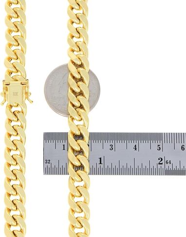 Nuragold 10k الذهب الأصفر الحقيقي ميامي الكوبي خفيف الوزن وصلة 9.3 ملم سلسلة سوار (7 "-9") مجوهرات إيطالية للرجال in Saudi Arabia