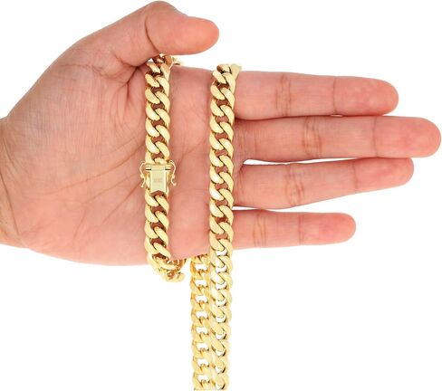 Nuragold 10k الذهب الأصفر الحقيقي ميامي الكوبي خفيف الوزن وصلة 9.3 ملم سلسلة سوار (7 "-9") مجوهرات إيطالية للرجال in Saudi Arabia
