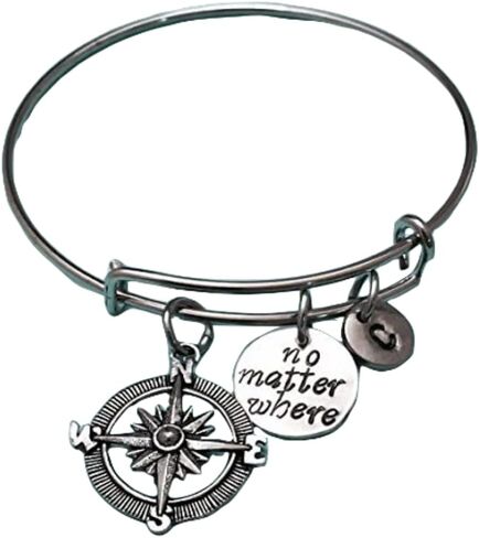 No matter where bangle, no matter where charm bracelet, expandable bangle, charm bangle, personalized bracelet, initial bracelet, monogram in Saudi Arabia