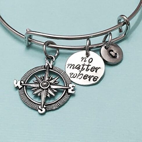 No matter where bangle, no matter where charm bracelet, expandable bangle, charm bangle, personalized bracelet, initial bracelet, monogram in Saudi Arabia