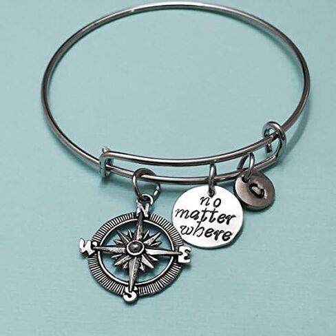 No matter where bangle, no matter where charm bracelet, expandable bangle, charm bangle, personalized bracelet, initial bracelet, monogram in Saudi Arabia