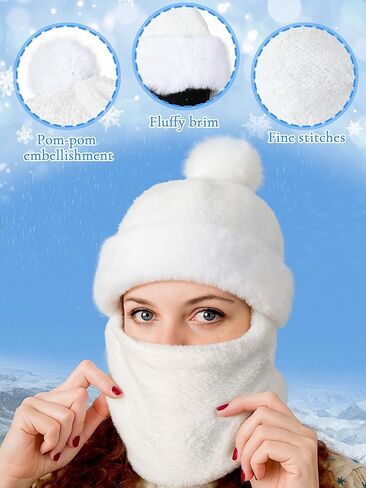 4 Pack 3 in 1 Beanie Hats for Women Beanies with Neck Gaiter Winter Balaclava Hat Scarf Mask Plush Neck Warmer Windproof Face Cover for Men Adults Cold Weather in Saudi Arabia