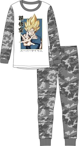 Bioworld Dragon Ball Z Super Saiyan Goku Boy's Long Sleeve Shirt & Gray Camo Pants Sleep Set in Saudi Arabia