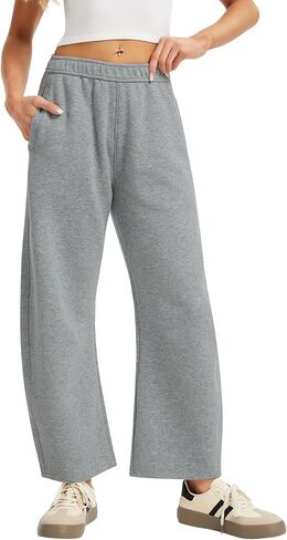 OVRUNS Barrel Sweatpants المرأة مرونة الخصر برميل السراويل الداخلية الرباط فضفاض صالة العرق السراويل مع جيوب in Kuwait